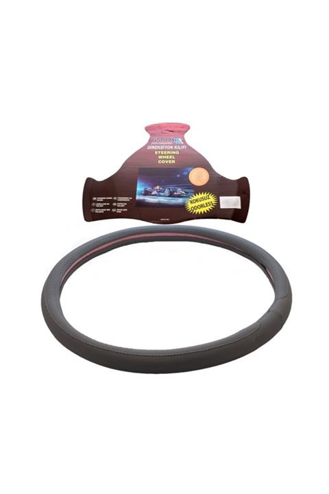 CARSPEC Deri Geçme Otobüs Tır Kamyon Direksiyon Kılıfı Gri 50cm