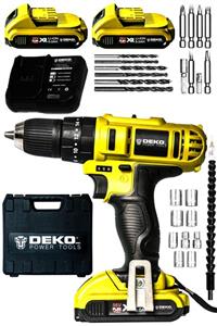 DEKOPRO POWER TOOLS Alman Darbeli 56 V 5 Ah Çift Akülü Bakır Sargılı Vidalama Matkap 24 Parça Setli