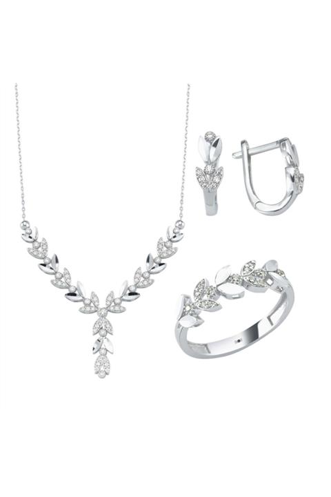 ALTINKÖŞE Kadın Beyaz Altın Mini Set 14 Ayar Aksm016