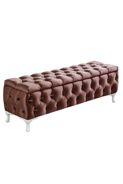 Setay Yatak Ucu Pufu, Cappy Bench, Sandıklı Ayakucu Pufu - Koyu Kahve 120x40x50