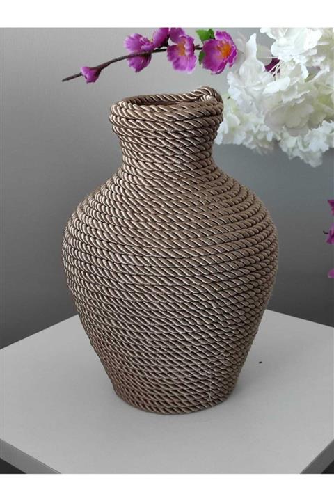 You Bella Dekoratif El Yapımı Kahverengi Hasır Vazo