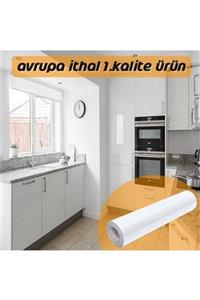 KRCDİJİTAL Dolap Kaplama Folyosu Parlak Lake Görünüm Kendinden Yapışkanlı Beyaz 152cm X 6mt