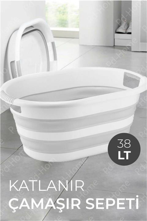 YzHome Büyük Boy Katlanabilir Pratik Çamaşır Sepeti Silikon 38 Litre