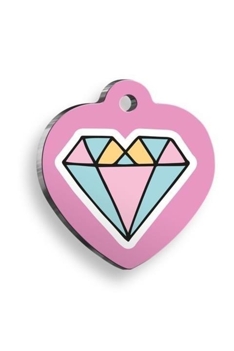 altın pati Elmas Kalp Sade Şekilli Kedi Köpek Künyesi