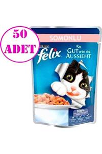 FELIX Somonlu Yaş Kedi Maması 100 Gr 50 Ad