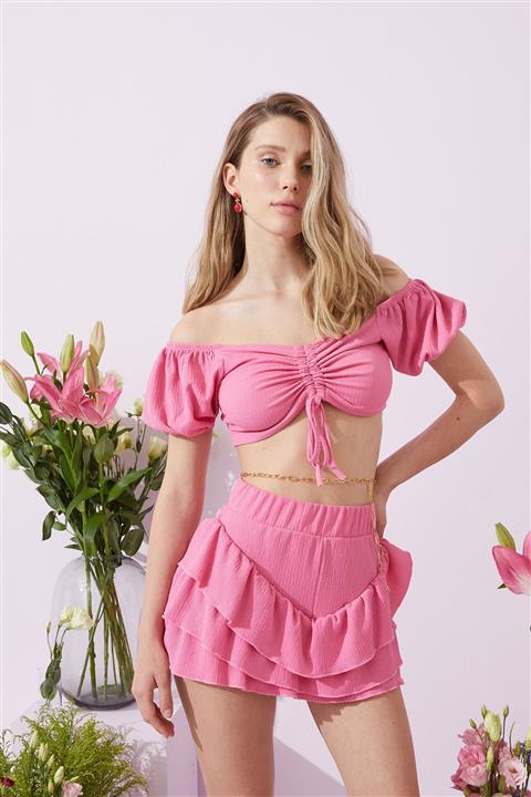 La Sarta Ariel Pembe Crop Top