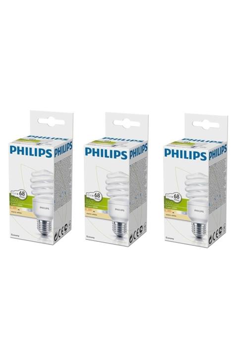 Philips Econtwister 15w E27 Duy Warm white 3'lü Paket Sarı Işık