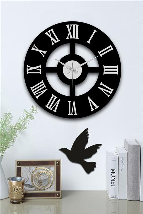 stilinbu Hediyelik Dekoratif Roma Rakamları Aynalı Duvar Saati 41x41 Cm Gümüş Renk Rakamlı