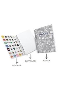 Woohoobox Sticker Sayfalı A4 Kareli Spiralli Defter Fizik