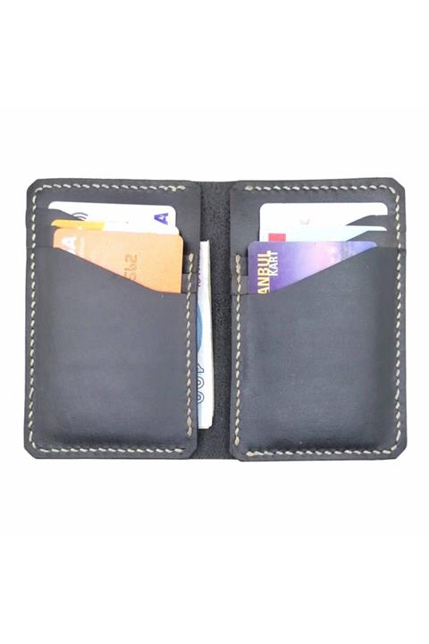 zamaniscraft No.3 El Yapımı Hakiki Deri Katlanır Kartlık Cüzdan