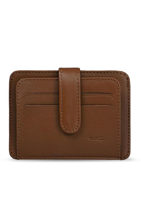 Deri Company Erkek Hakiki (gerçek) Deri Cüzdan Kartlık Çıtçıtlı Düz Desen Taba 114508