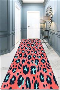 Chilai Home Leopard Pink Yıkanabilir Kaymaz Tabanlı Kesme Rulo Halı Yolluk