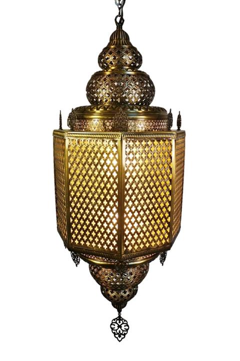the istanbul lamp Otantik Osmanlı Pirinç Sarkıt Avize Sarı
