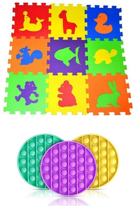 glassepet Hayvan Şekilli Eğitici Oyun Karosu Ve 3 Adet Popit