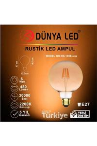 DÜNYA LED Hs.1806 6w E27 Rustik G125 Glop Ampul