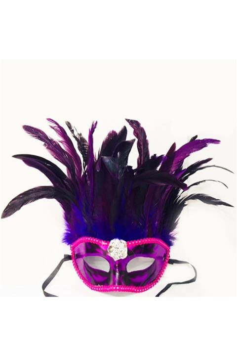 HİLALSHOP Megan Tüylü Parti Maskesi