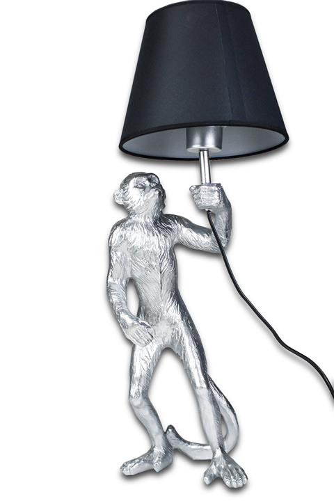 İstoç AVM Abajur Maymun Biblo Süper Lüks Tasarım Gümüş Renk