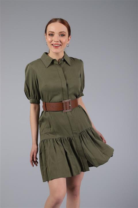 LİA KEMER Gold Deri Aksesuarlı Taba Kemer