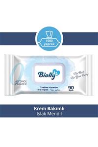 Biolly Krem Bakımlı Islak Mendil 12x90 Yaprak