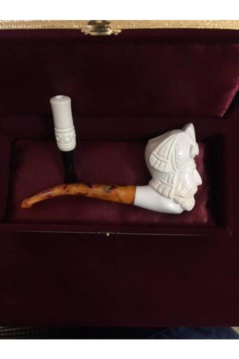 AKTAS Beyaz Lületaşı Türk Başı Pipo