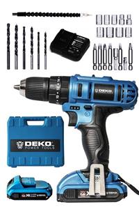 DEKOPRO POWER TOOLS Alman 36 Volt 5 Ah ( Darbeli ) Çift Akülü Şarjlı Vidalama Matkap + 24 Parça Set