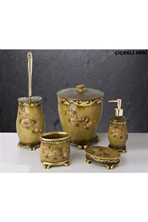 hediyetüneli Polyester Banyo Seti Bronz 5 Parça Bronz