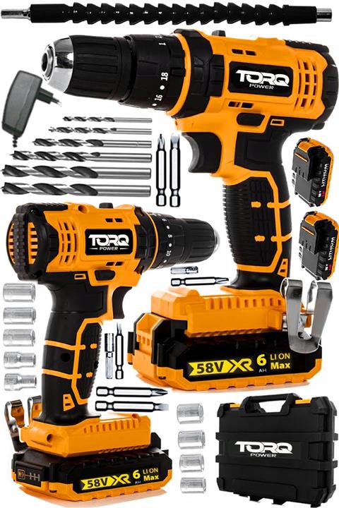 TORQ POWER New Plus Series Emp Motor 58 V 6 Ah Super Lı-ıon Max Batarya Matkap Set