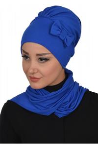 Biriz Moda Yandan Fiyonklu Fularlı Bone Saks