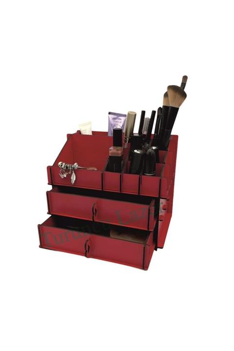 Turuncu Lazer Kırmızı Makyaj Organizer Kutusu