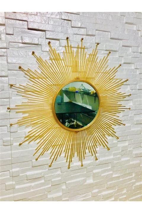 Ayna Dekoratif Ayna-Metal-Sun Model-Renk Altın-77x77 cm-no-004