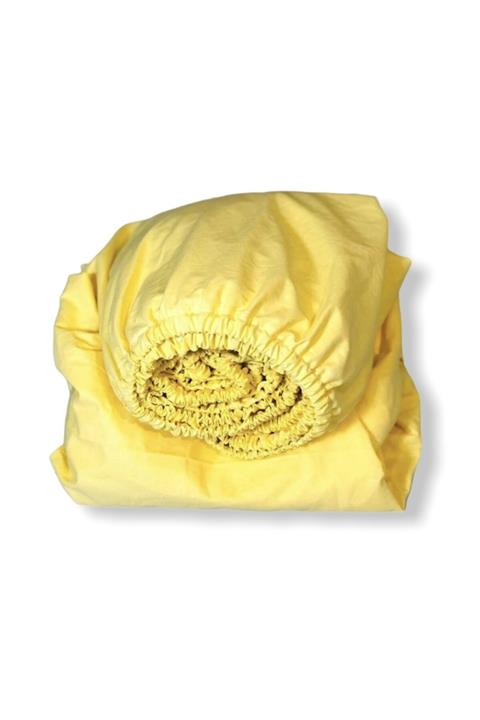 Bebek Özel Pamuklu Bebek Ve Çocuk Lastikli Çarşaf 70x170 Sarı
