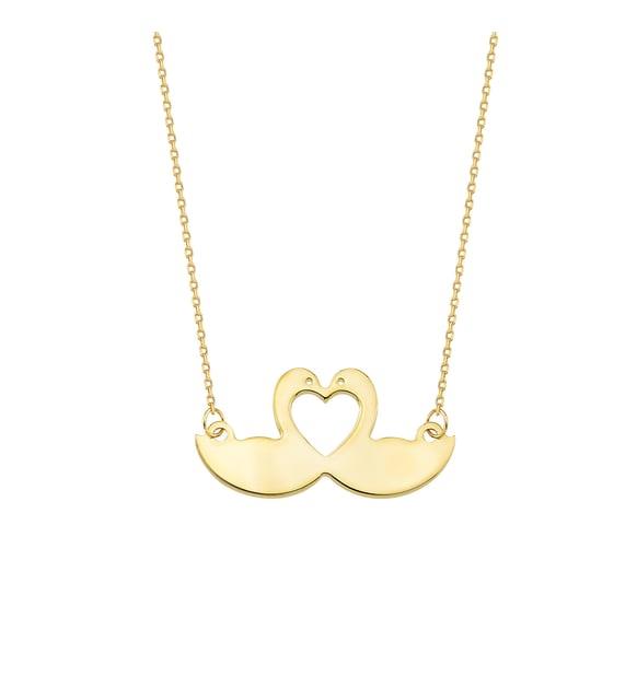 Altınbaş Altın Kalp Kuğu Kolye