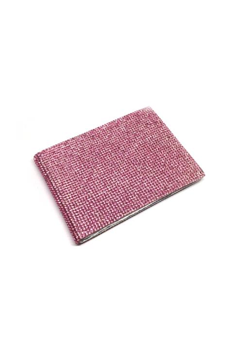 Oto Aksesuarcım Kristal Taşlı Deri Bayan Mini Kartlık Cüzdan Pembe