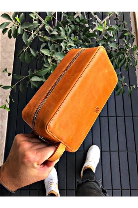 WATCHOFROYAL Crazy Sarı Hakiki Deri El Çantası