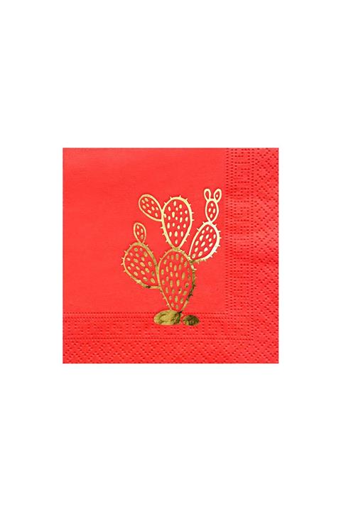 Story 25x25 Cm Altın Varak Kaktüs 50'li Nar Çiçeği Rekli Peçete