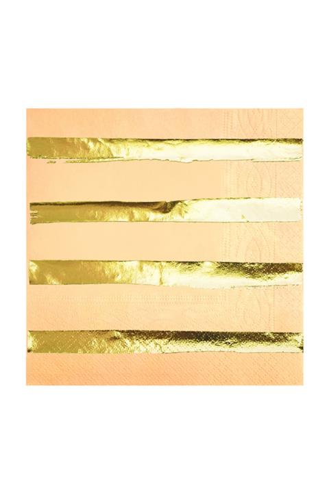 Story Altın Varak Çizgi Desenli Parti Bej Renkli Peçete