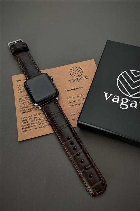 vagave Apple Watch Kordonu 42 44 mm 3 4 5 6 Se Uyumlu Kroko Hakiki Deri  El Yapımı 5 Farklı Renk