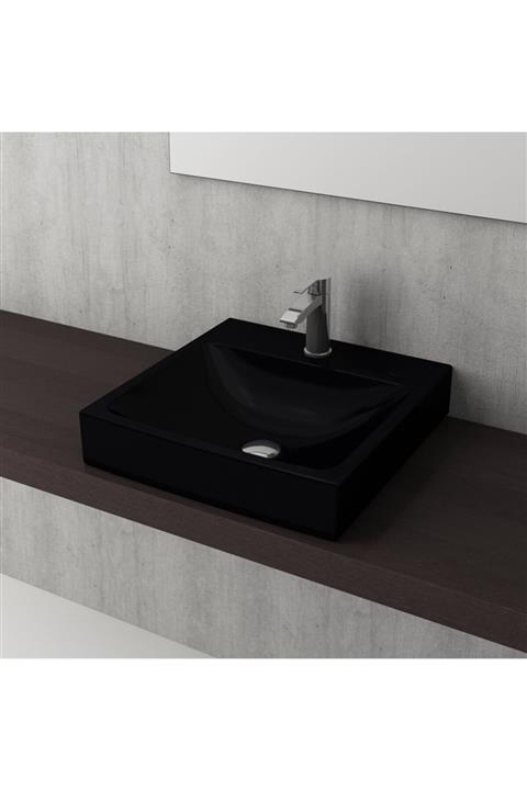 Bocchi Scala Arch Tezgah Üstü Lavabo 48cm - Parlak Siyah