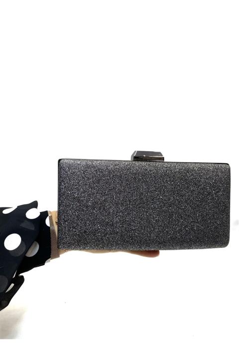 Busrabags Platin Kum Simli Füme Kadın Gece Abiye Çanta