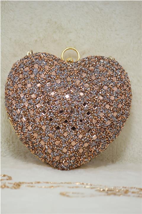 Modames Kadın Roz Taşlı Abiye Çanta