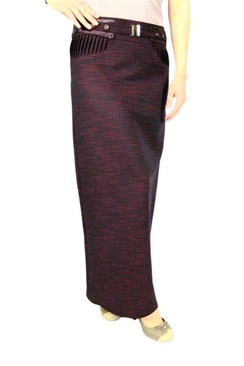 ERMANLAR Kadın Bordo Kumaş Uzun Etek Erm157