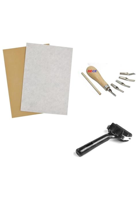 HeCe Linol Baskı Seti A3 Oyma Aparatı Ve Linol Rulosu 6cm