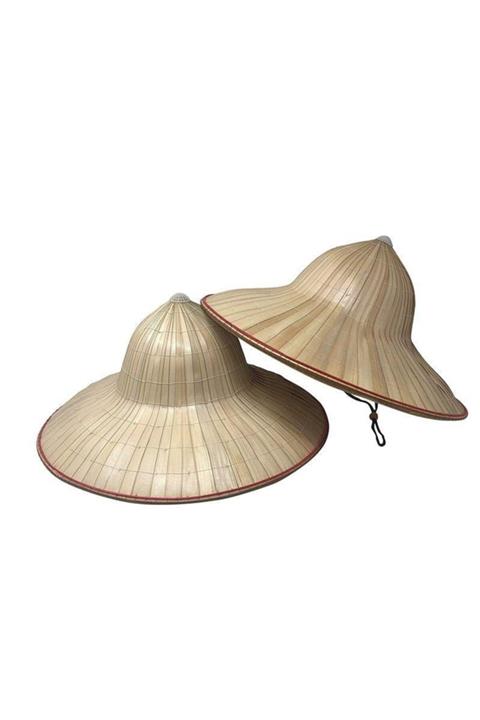 HİLALSHOP Naturel Renk Vietnamlı Konik Şapka Pvc Hasır