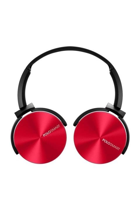 Polosmart Kulak Üstü Kablolu Kulaklık Kırmızı Kablolu