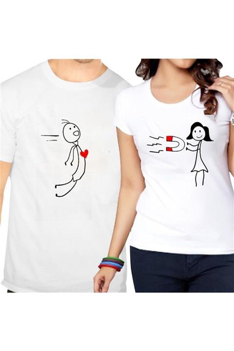 gold fotoğrafçılık Sevgili Tişörtleri Çift Kombini Çekim Gücü Ikili Beyaz T-shirt