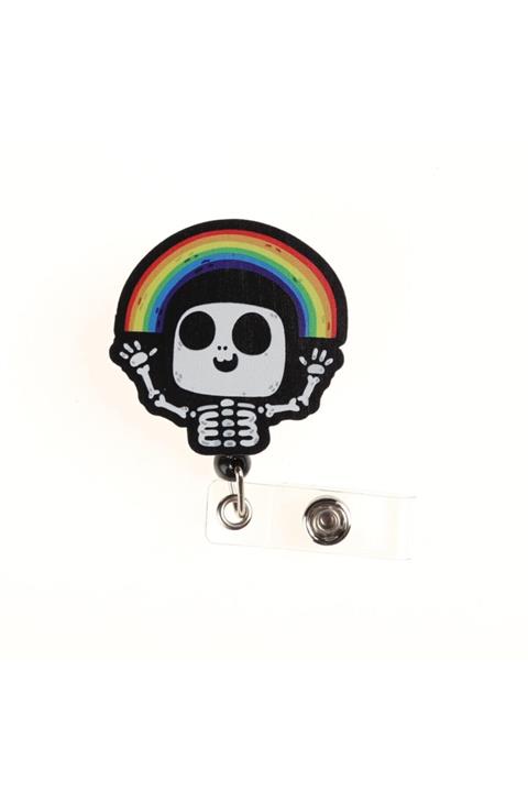 Cetinshop Gökkuşağı Kurukafa Ahşap Yoyo Yaka Kartlık