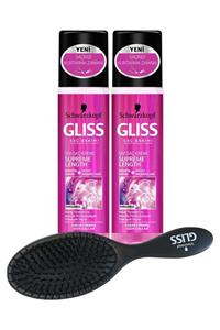 Gliss Schwarzkopf Glıss Supreme Length Sıvı Saç Kremi 200 ml x 2 Adet Saç Fırçası SET.HNKL.1285