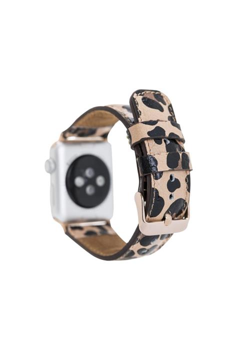 Bouletta Apple Watch Deri Kordon 38-40mm Uyumlu Leopar Ne