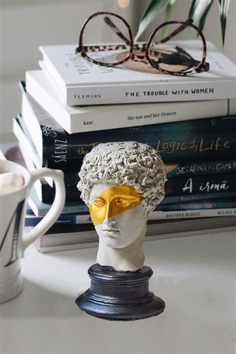 DRY WOOD Hermes Dekoratif Büst Biblo Gold Detaylı