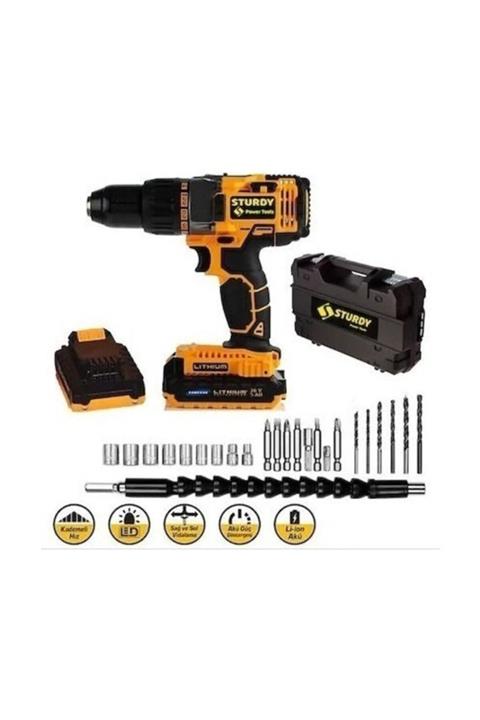 Sturdy Power Tools Sturdy 36v5ah Sanzumanlı Setlı Darbeli Lıon Matkap 23 Parca Setli